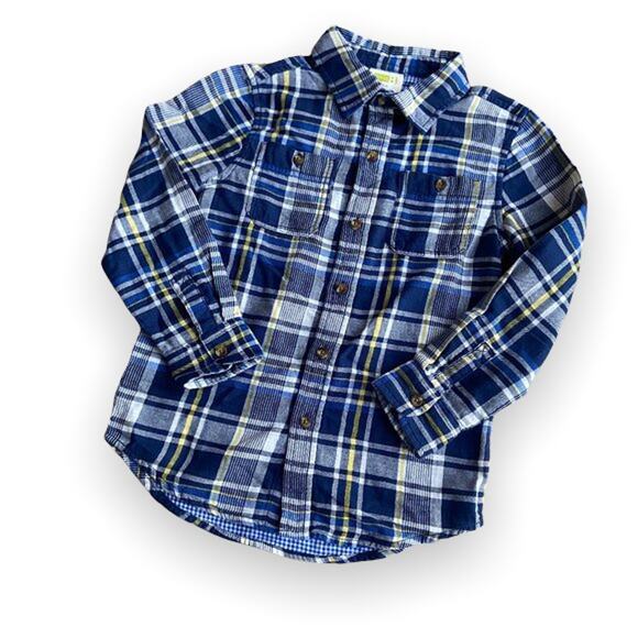 Crazy‎ 8 Blue Yellow White Plaid Double Weave Shirt NEW NWT Size Small 5 6 - Picture 3 of 8